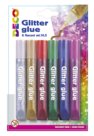 Colla Glitter in Tubetti, Disponibile in Diversi Assortimenti, 6 colori metallizzati