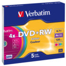 Slim Case Dischi DVD-RW e DVD-RW Color, 4,7 Gb, 5 Pezzi, dvd+rw - slim case 5 pezzi